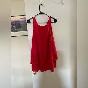 AZALEARED CORAL 100% Silk Double Layer Sheer Top